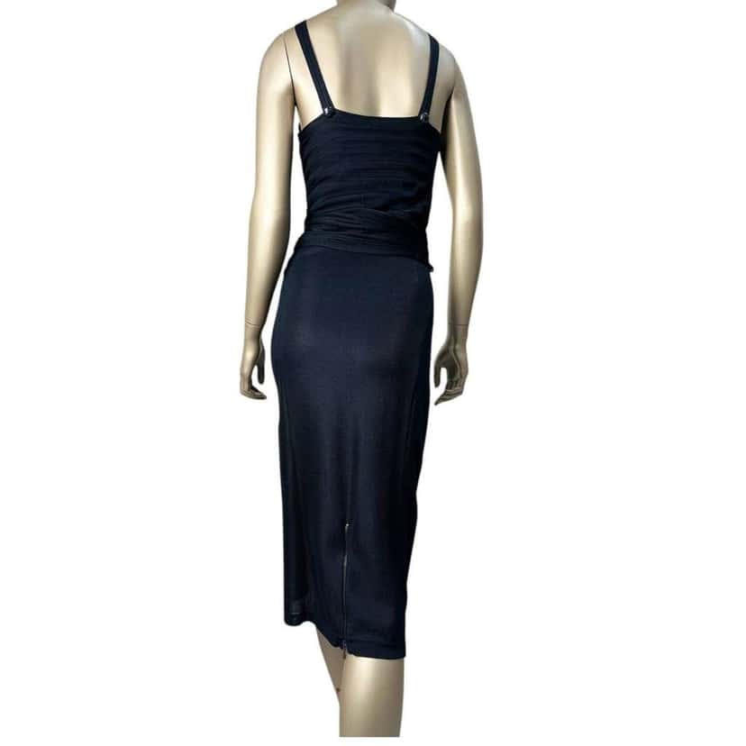 Chanel Sleeveless Waist Tie Dress Black Cotton Very good condition - Back View