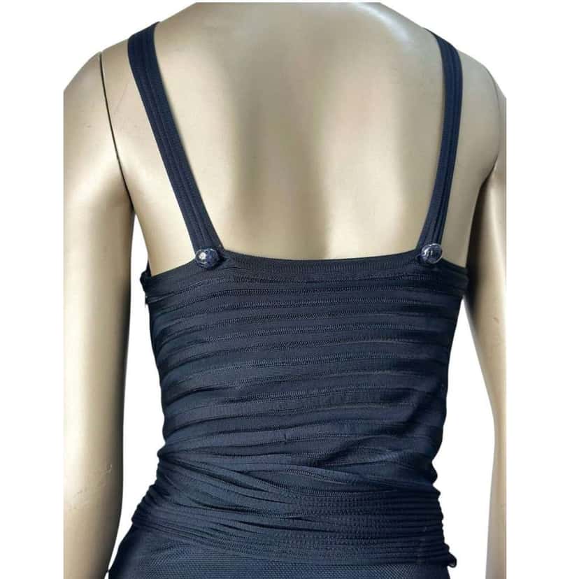 Chanel Sleeveless Waist Tie Dress Black Cotton Very good condition - Box View