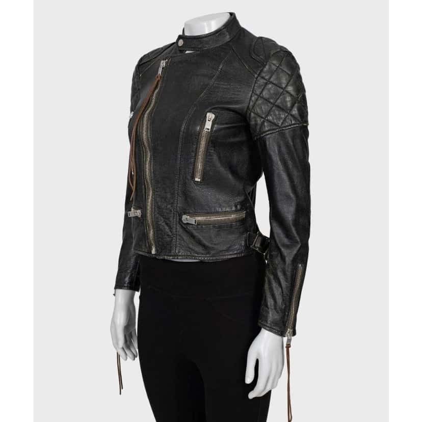 Saint Laurent Fitted Biker Jacket Black Leather Very good condition - Back View