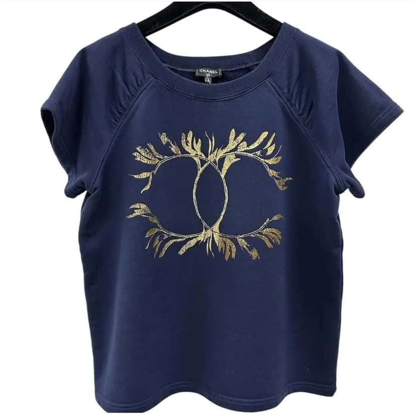 Chanel Grecian Goddess CC Print T Blue Cotton Very good condition - Back View