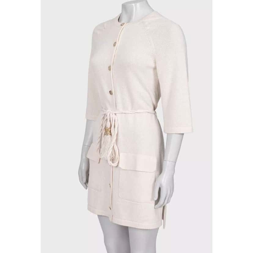 Chanel Belted Dress Beige Cotton Very good condition - Back View