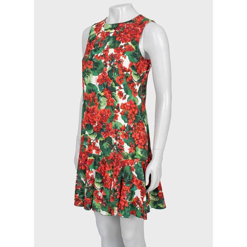 Dolce & Gabbana Floral Print Sleeveless Dress Silver Cotton Very good condition - Back View