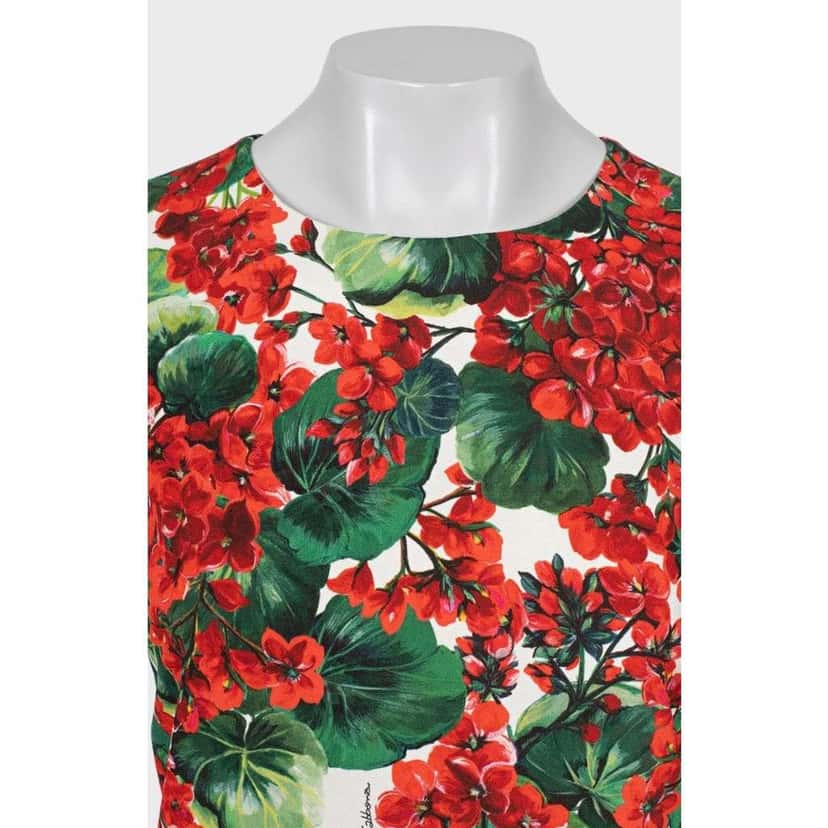 Dolce & Gabbana Floral Print Sleeveless Dress Silver Cotton Very good condition - Model View