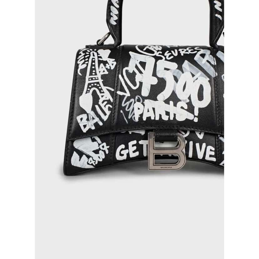 Balenciaga Hourglass Bag Black Leather Very good condition - Box View