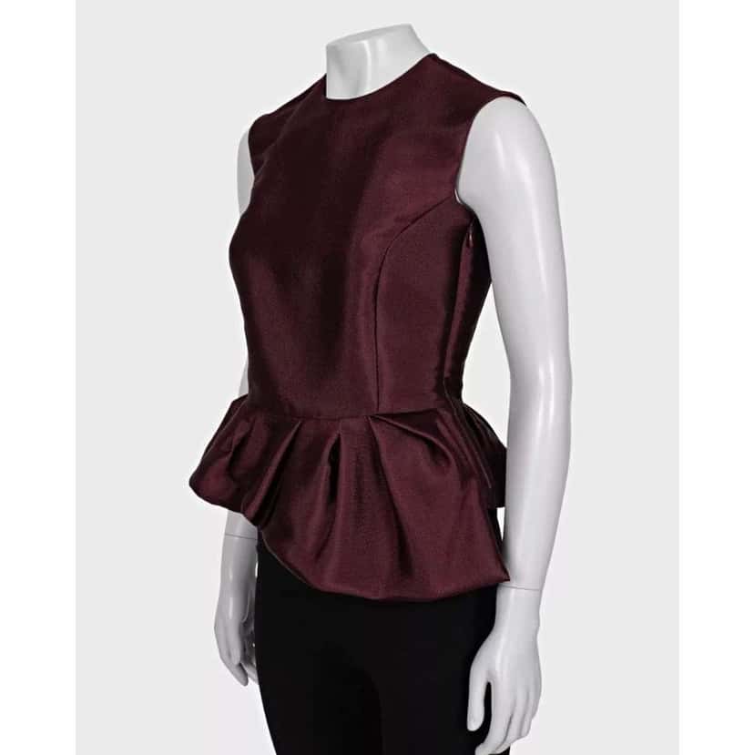 Dior Christian Blend Peplum Top Burgundy Silk Very good condition - Back View