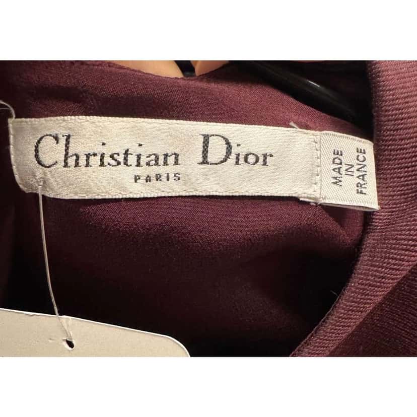 Dior Christian Blend Peplum Top Burgundy Silk Very good condition - Box View