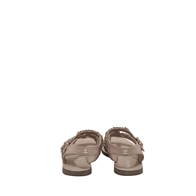 Chanel Gladiator Chain Sandals Beige Leather Very good condition - Model View