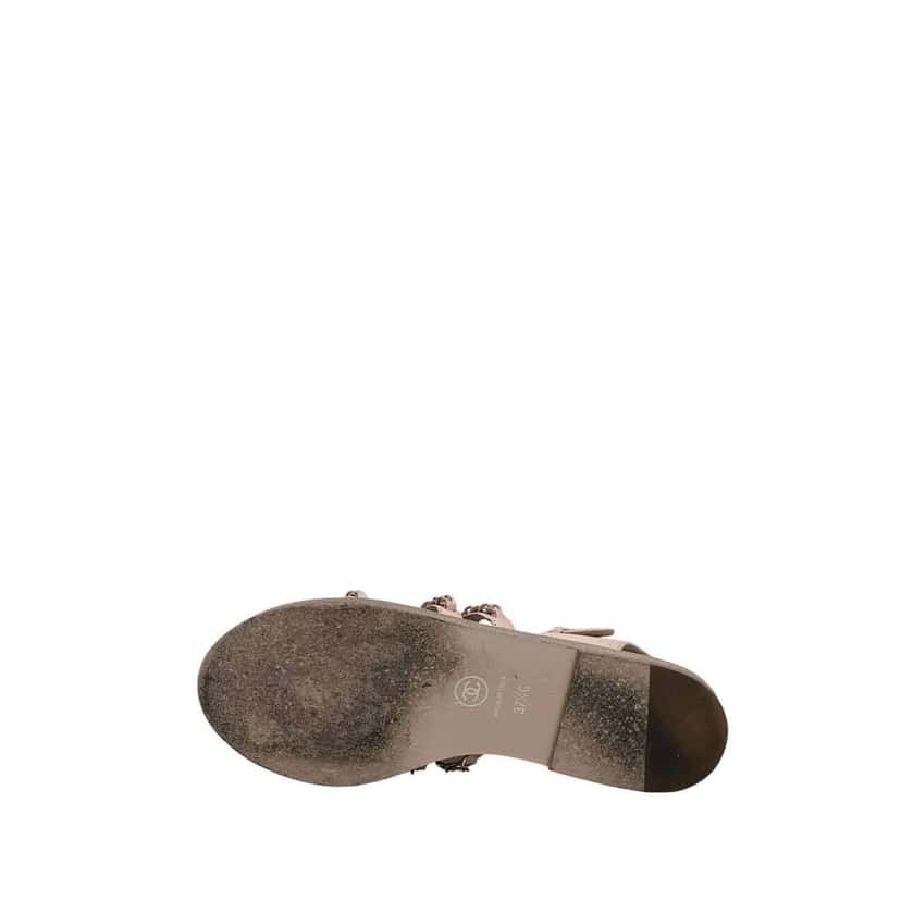 Chanel Gladiator Chain Sandals Beige Leather Very good condition - Box View