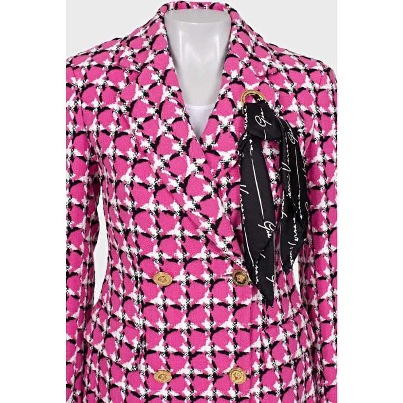 Versace Blend Fitted Buttons Jacket Pink Cotton Very good condition - Model View