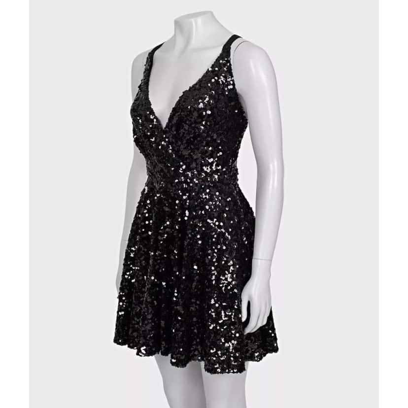 Dolce & Gabbana Sequin Party Dress Black Cotton Very good condition - Back View
