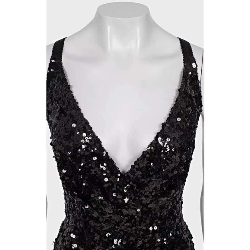Dolce & Gabbana Sequin Party Dress Black Cotton Very good condition - Model View
