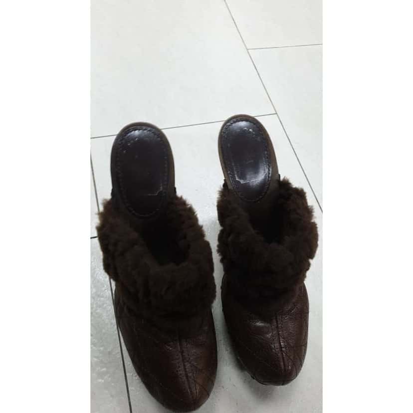 Dior Christian Quilted Mules Black Leather Very good condition - Box View