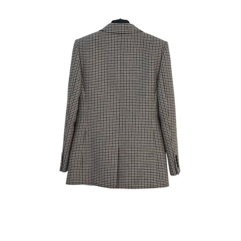 Saint Laurent Four Pocket Houndstooth Blazer Black Wool Very good condition - Back View