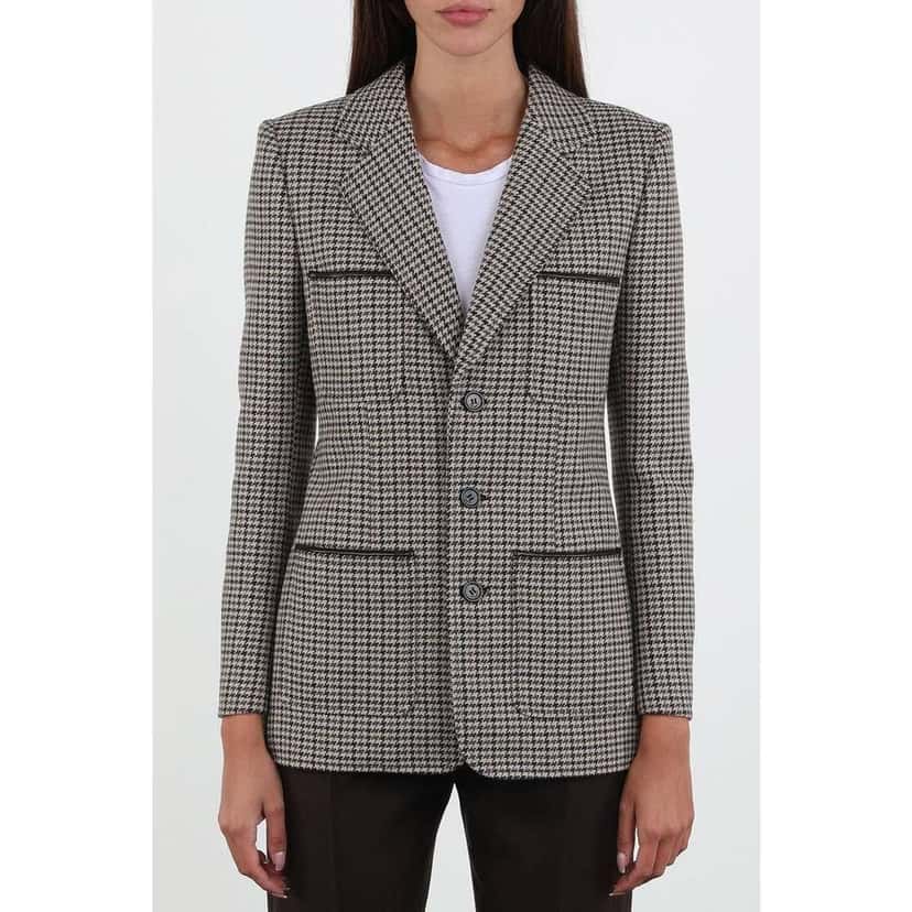 Saint Laurent Four Pocket Houndstooth Blazer Black Wool Very good condition - Inside View