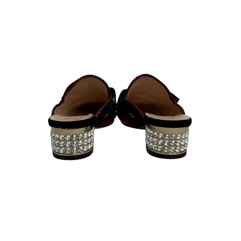 Gucci Emellished Bow Mules Black Velvet Very good condition - Model View