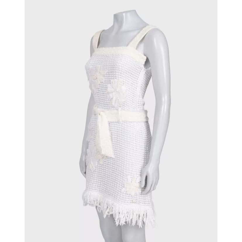 Chanel Knit Fringe Dress White Cotton Very good condition - Back View