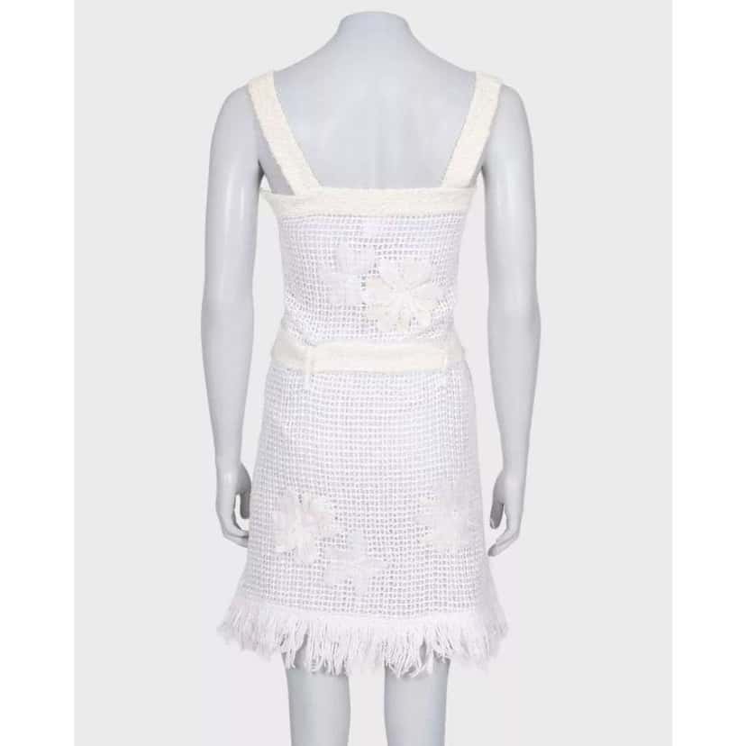 Chanel Knit Fringe Dress White Cotton Very good condition - Inside View