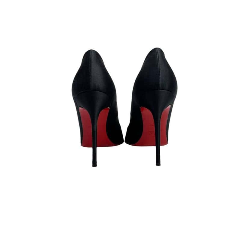 Christian Louboutin Stiletto Pumps Heels Black Satin Good condition - Box View