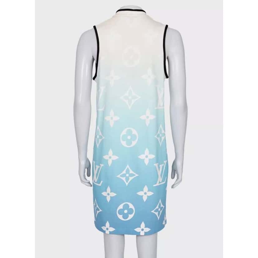 Louis Vuitton Zip Front Straight Dress Blue Cotton Very good condition - Inside View