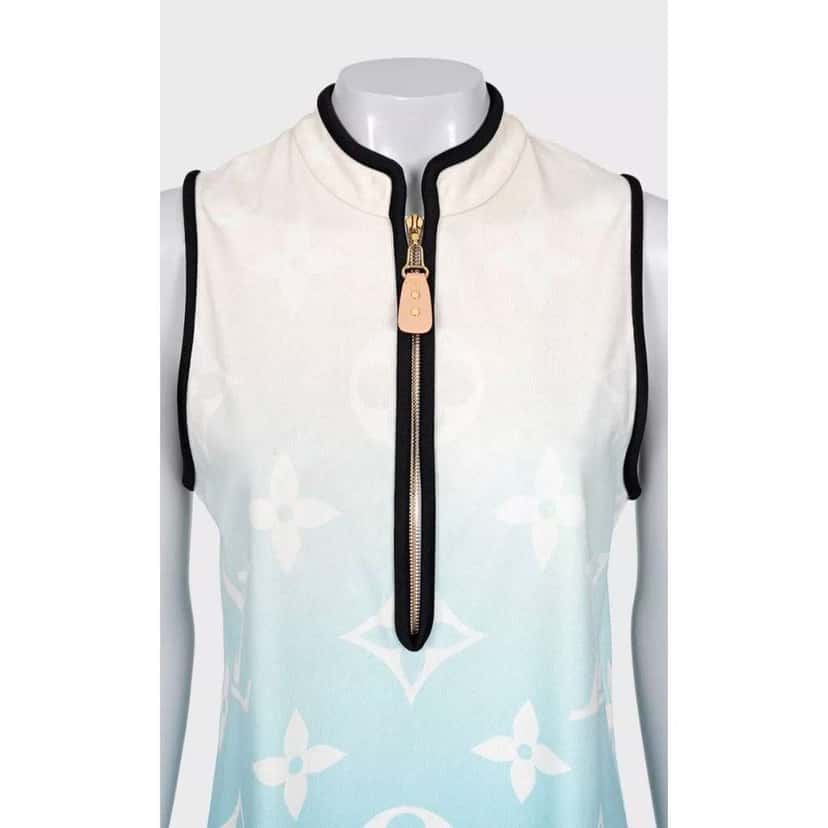 Louis Vuitton Zip Front Straight Dress Blue Cotton Very good condition - Model View