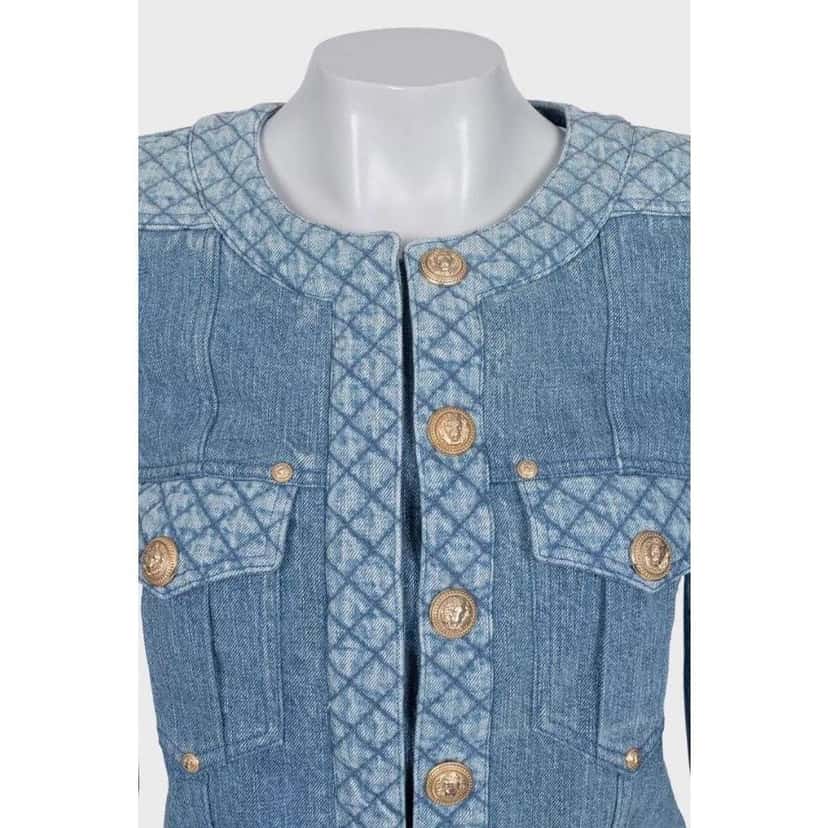 Balmain Jacket with Hardware Blue Cotton Very good condition - Model View