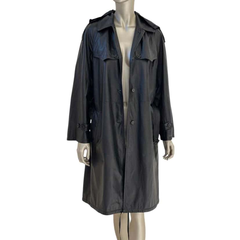 Prada Trench Coat with Detachable Hood Black Leather Very good condition - Box View