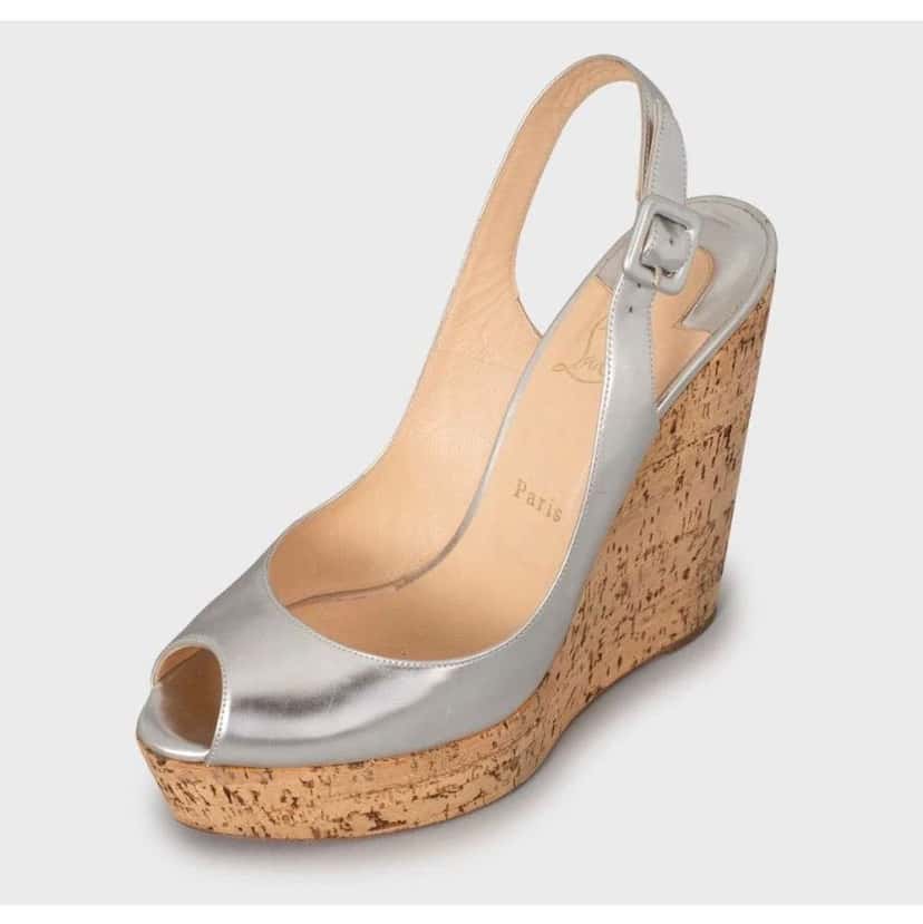 Christian Louboutin Sandals Silver Leather Good condition - Inside View