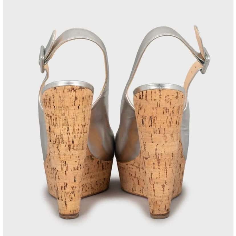 Christian Louboutin Sandals Silver Leather Good condition - Model View