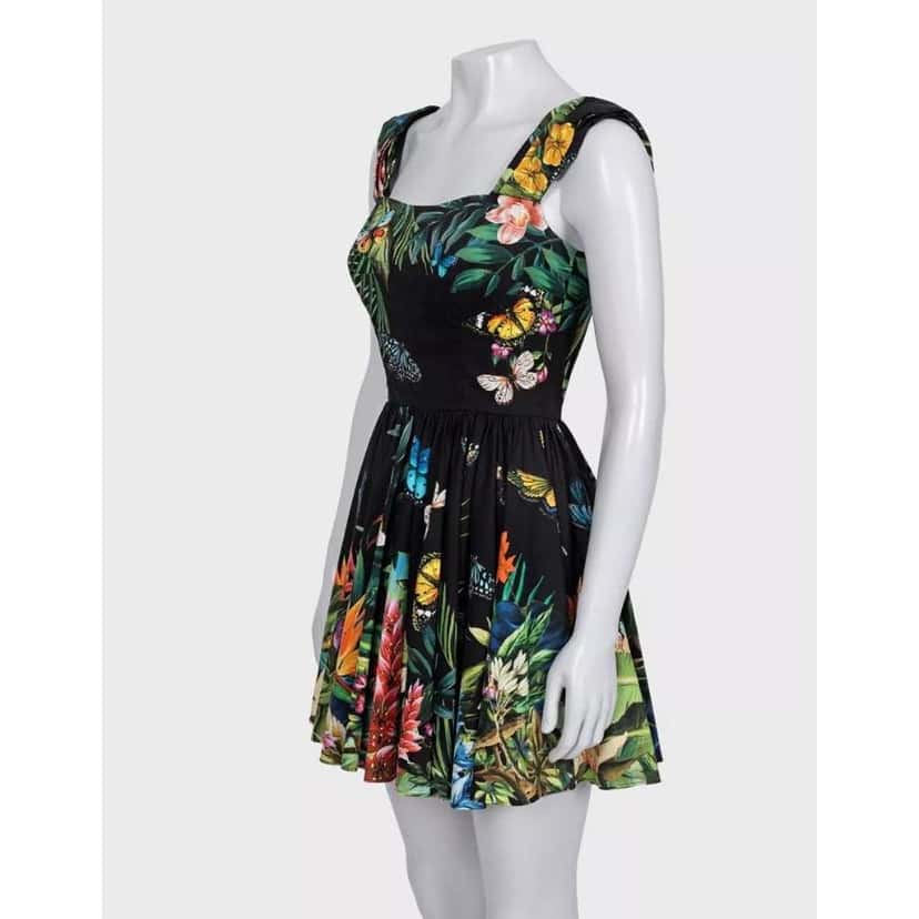 Dolce & Gabbana Bright Print Mini Dress Black Cotton Very good condition - Back View