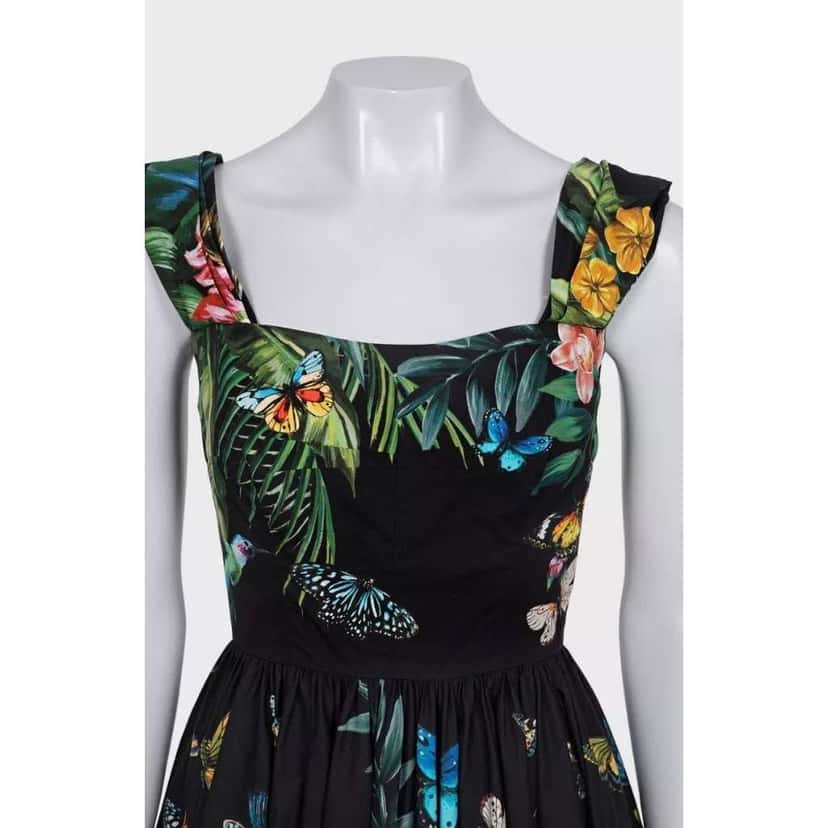 Dolce & Gabbana Bright Print Mini Dress Black Cotton Very good condition - Model View