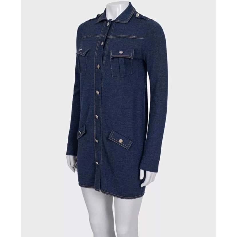 Chanel Dress Blue Silk Very good condition - Back View