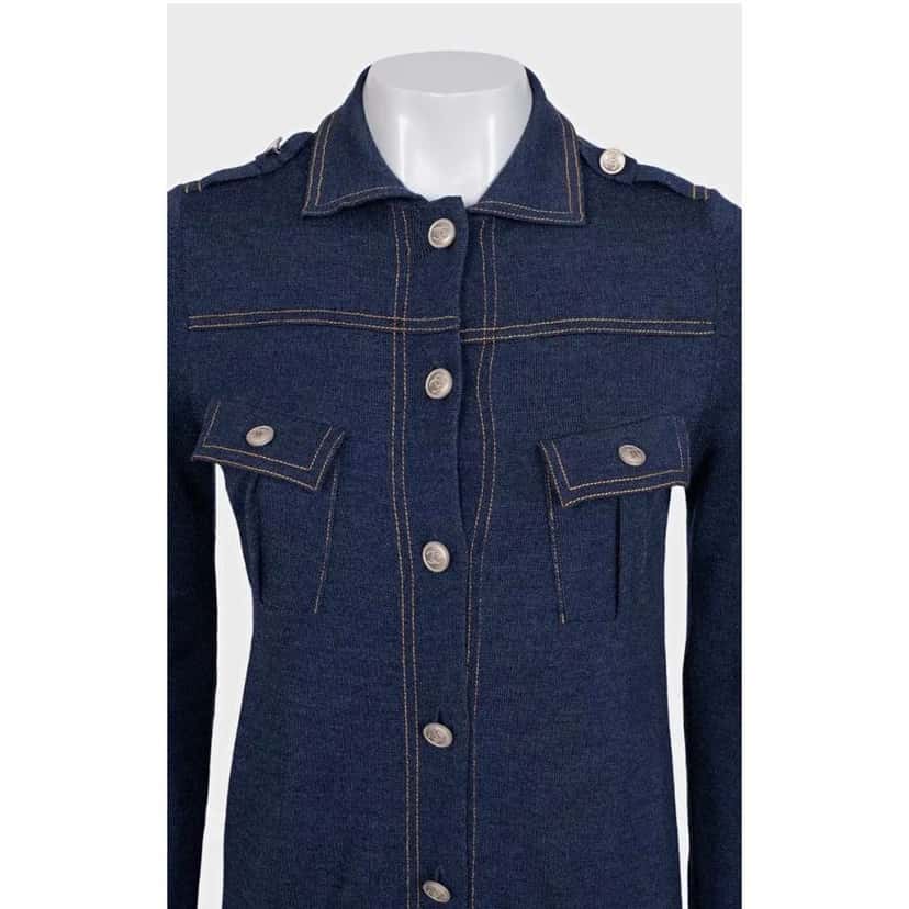 Chanel Dress Blue Silk Very good condition - Model View