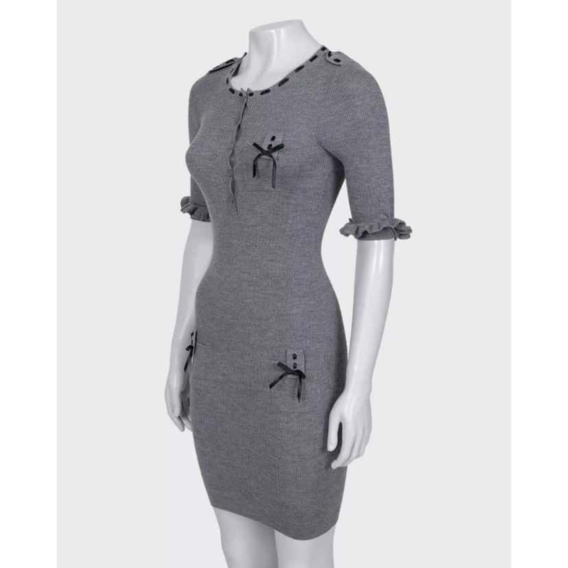 Dior Christian Fitted Blend Dress | Grey Silk Very good condition - Back View