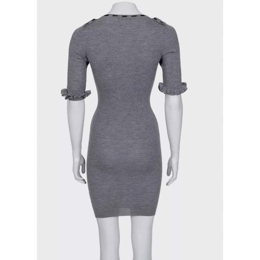 Dior Christian Fitted Blend Dress | Grey Silk Very good condition - Inside View