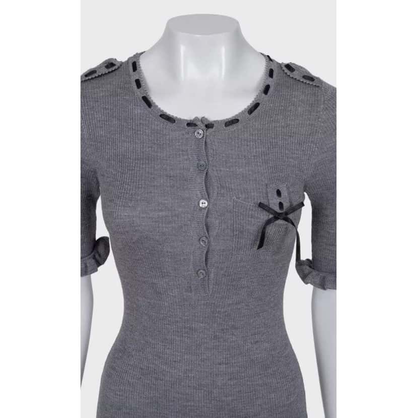 Dior Christian Fitted Blend Dress | Grey Silk Very good condition - Model View