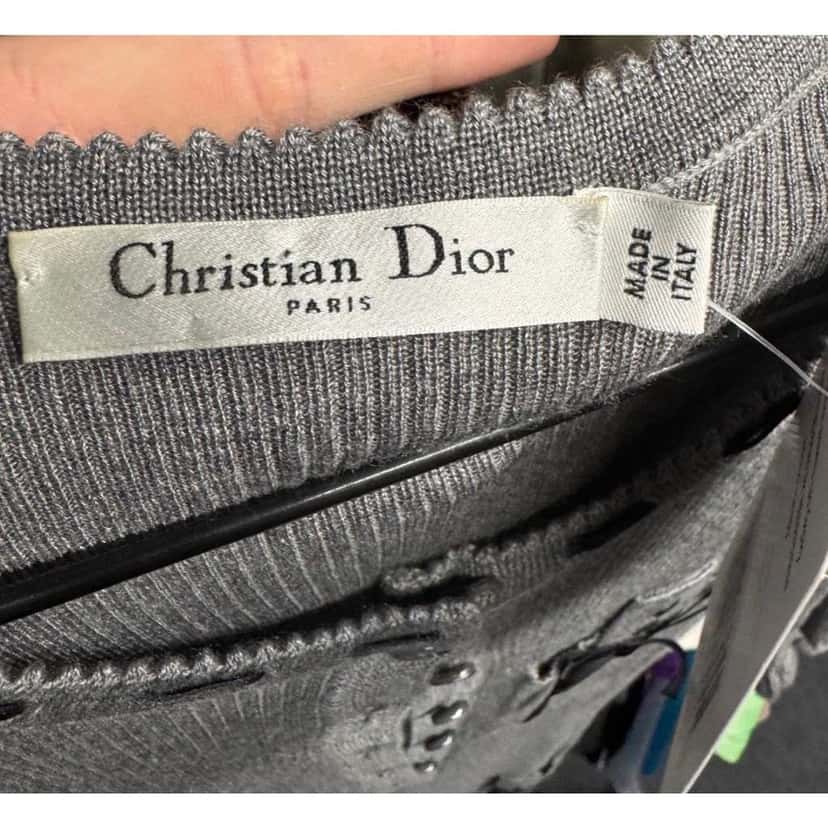Dior Christian Fitted Blend Dress | Grey Silk Very good condition - Box View