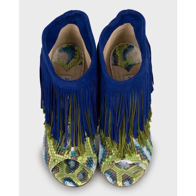 Jimmy Choo Fringe Ankle Boots MultiColor Leather Very good condition - Inside View