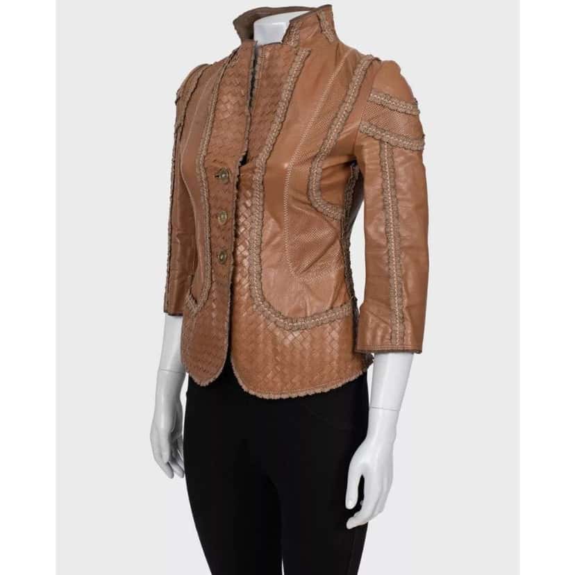 Bottega Veneta Jacket Brown Leather Very good condition - Back View