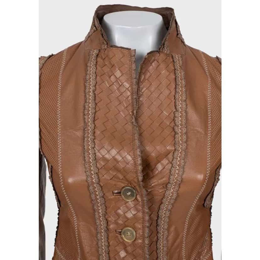 Bottega Veneta Jacket Brown Leather Very good condition - Model View
