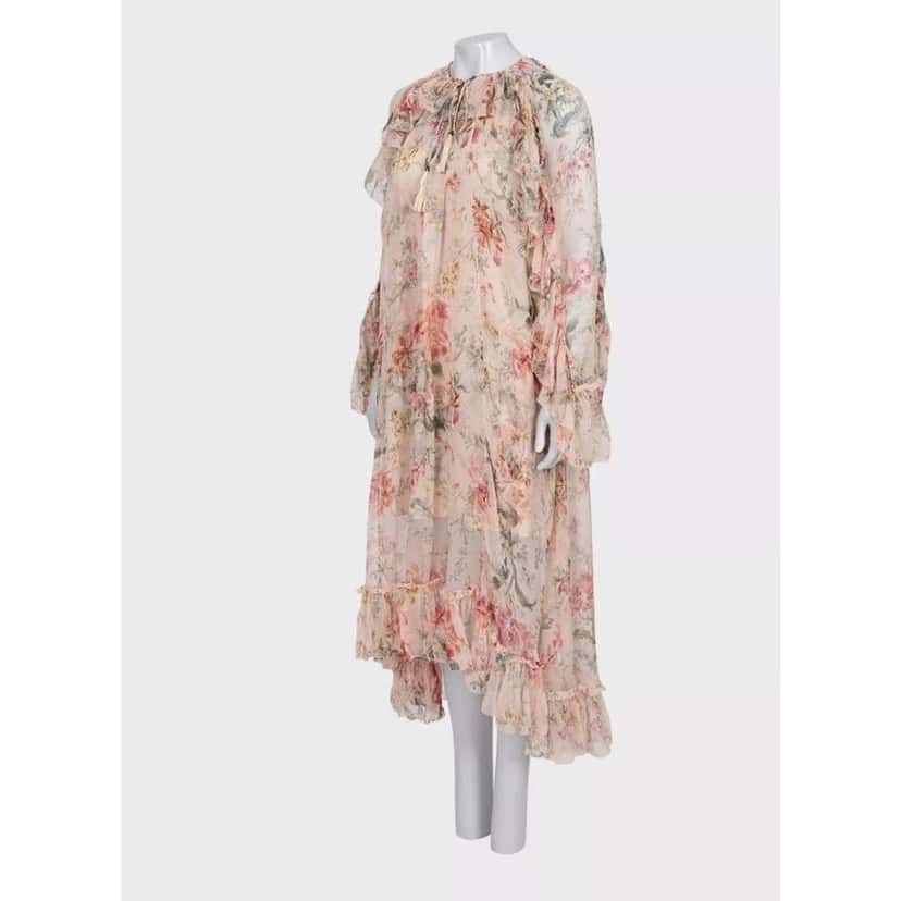 Zimmermann Floral Dress Beige Silk Very good condition - Back View