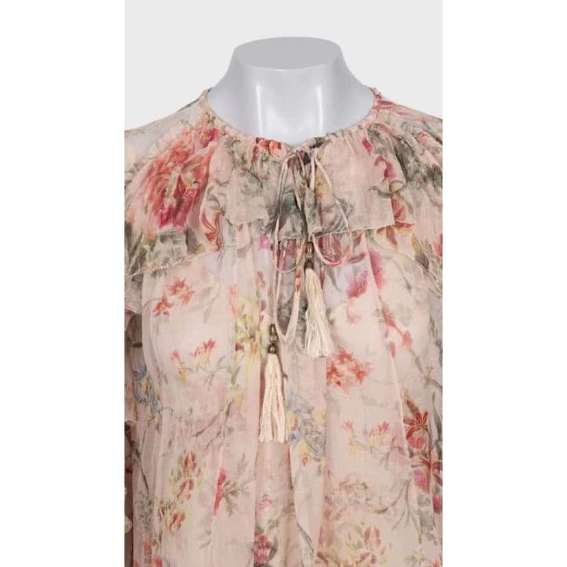 Zimmermann Floral Dress Beige Silk Very good condition - Model View