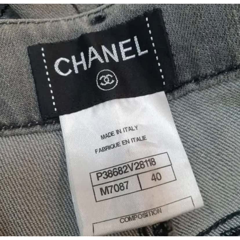 Chanel Quilted Skinny Jeans Black Cotton Very good condition - Inside View