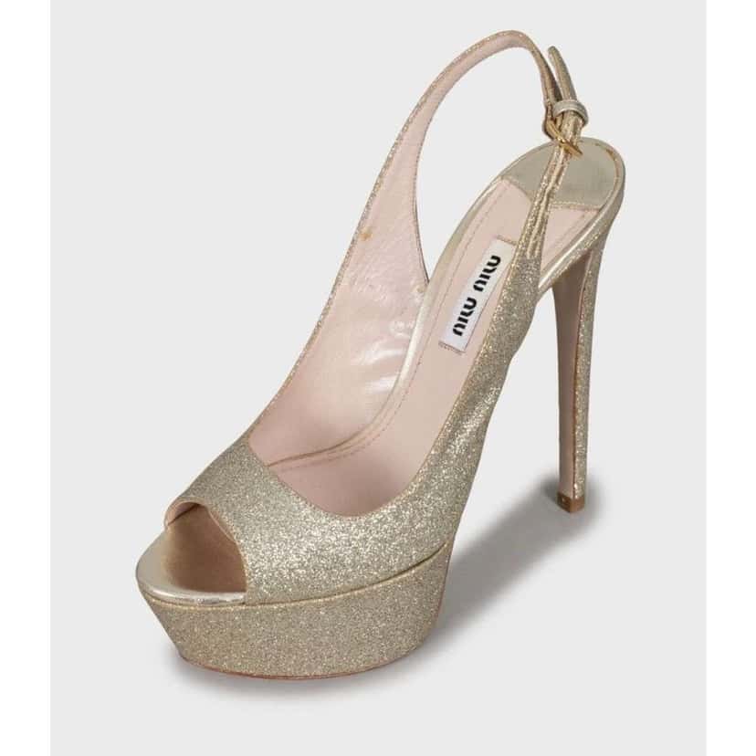 Miu Miu Stiletto High Heel Sandals Gold Leather Very good condition - Inside View