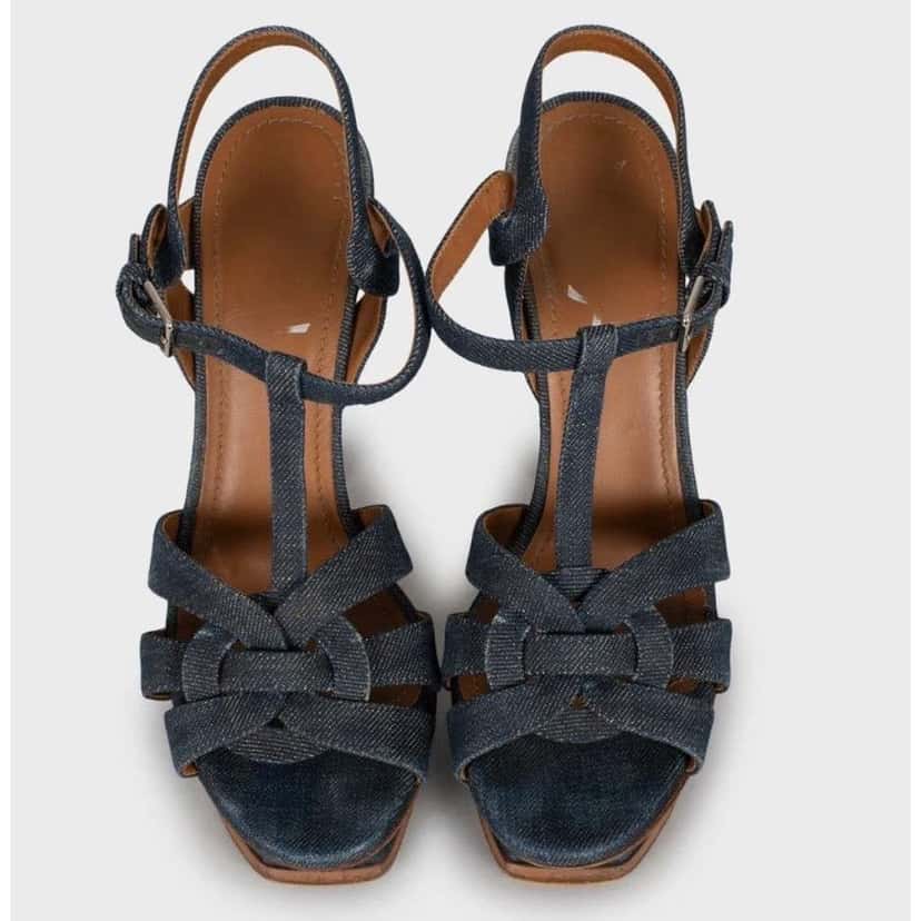 Saint Laurent Tribute Sandals Blue Very good condition - Back View