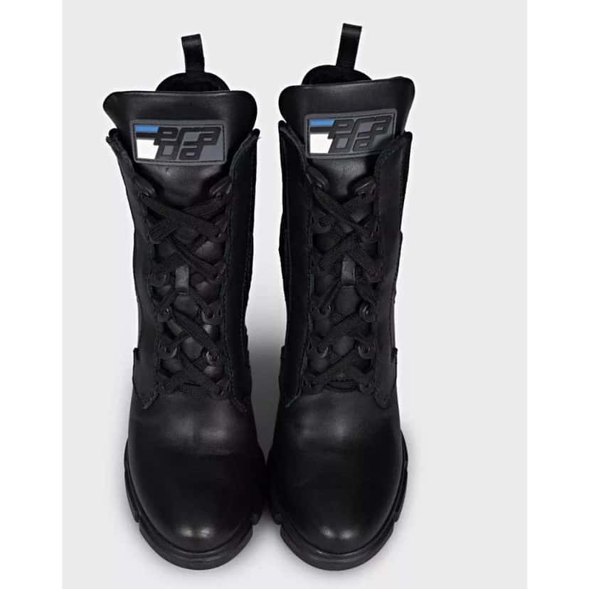 Prada Lace Up Heeled Boots Black Leather Very good condition - Back View