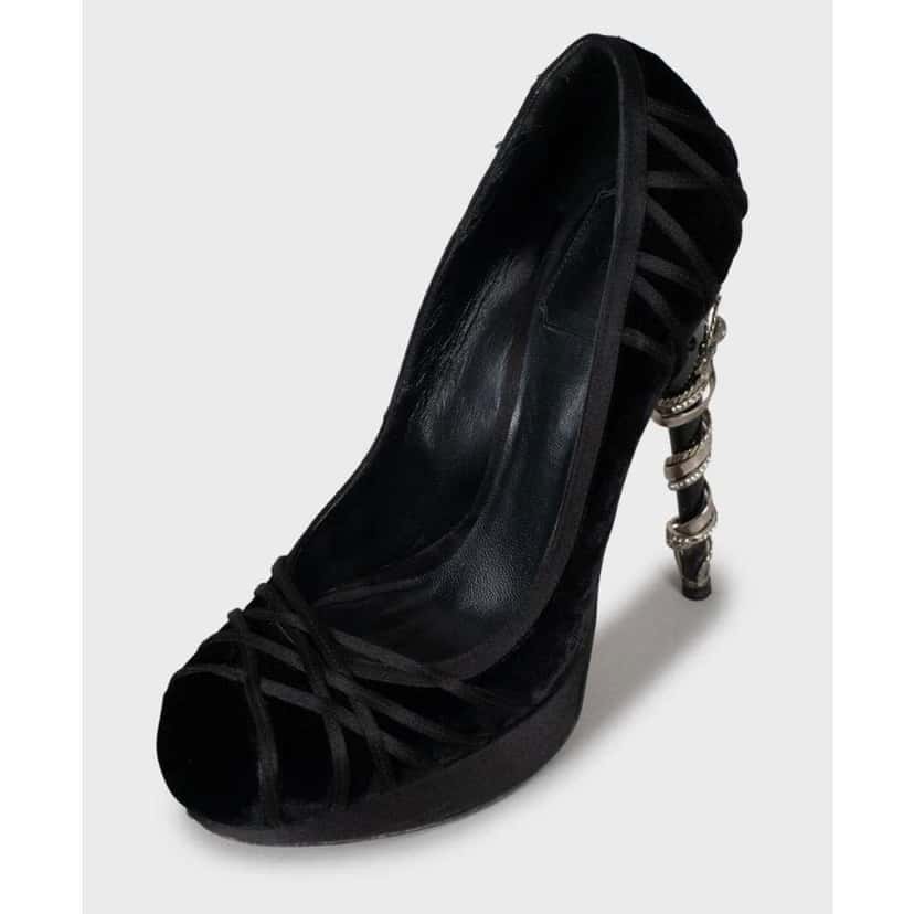 Dior Christian Woven Wedge Heels Black Leather Very good condition - Inside View