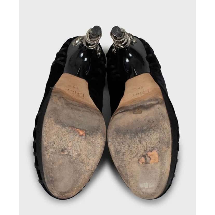 Dior Christian Woven Wedge Heels Black Leather Very good condition - Box View