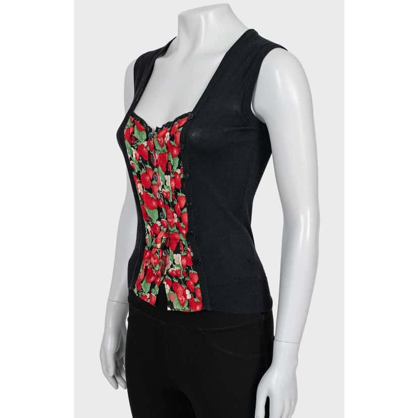 Dolce & Gabbana Button Down Tank Top Black Cotton Very good condition - Back View