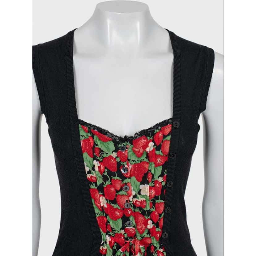 Dolce & Gabbana Button Down Tank Top Black Cotton Very good condition - Model View