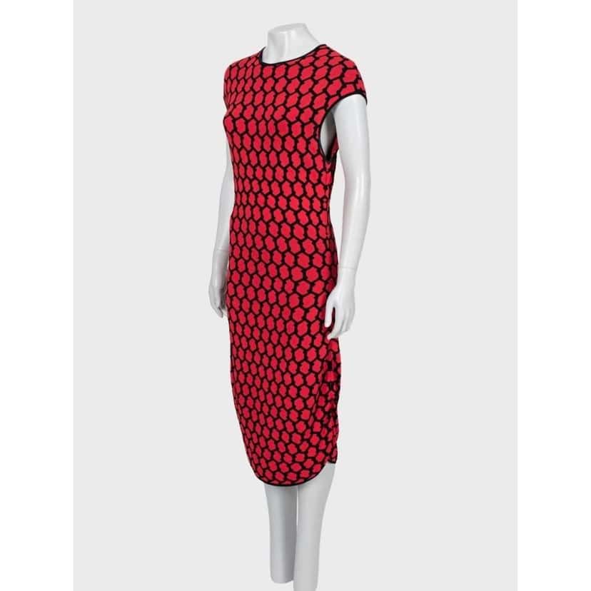 Alexander Mcqueen Geometric Print Fitted Dress Red Very good condition - Back View